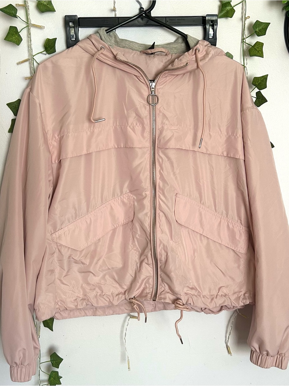 H&M Dusty Pink Hooded Bomber Jacket